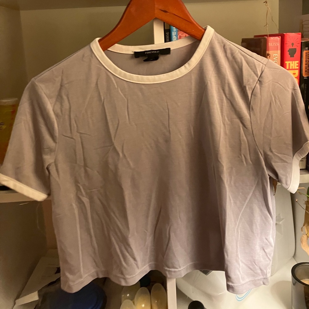 Forever 21 Purple and White Crop Top